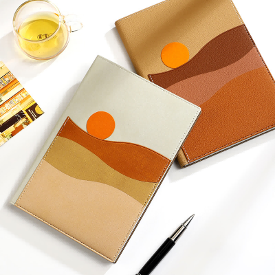 Abstract Mountain Sun Art PU Leather Journal märkmik