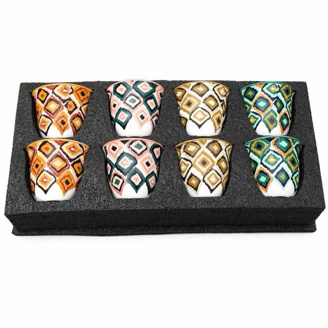 Boho geomeetriline keraamiline tass 8 tk kinkekomplekt kohvi tee jaoks