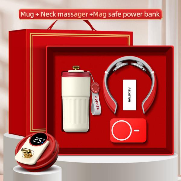 Kohandatud logo 3-in-1 kinkekarbis kruus Massager Power Bank