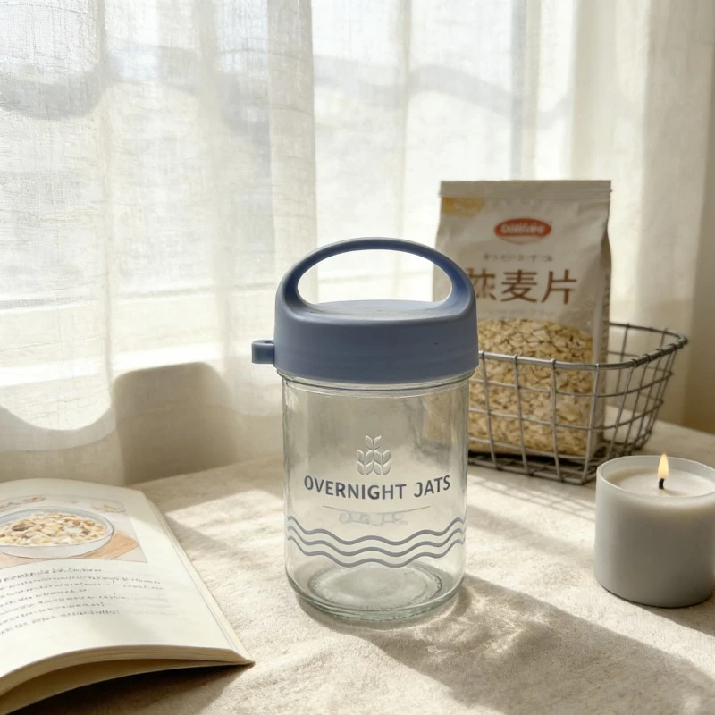 Overnight Oats Glass Tumbler With Carry Lid